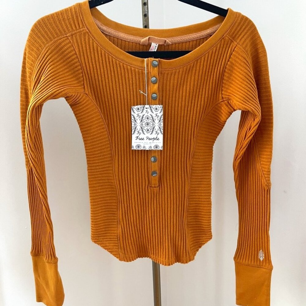Free People All Ribbed Out Solid Golden Ochre Size XS